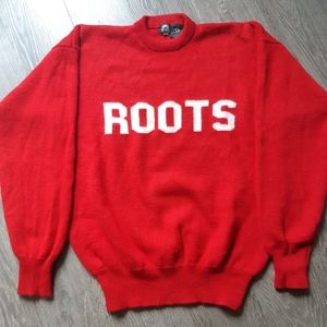 RARE Vintage Roots red and cream wool knit sweaters. XL unisex oversized 80s